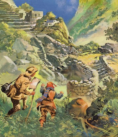 Hiram Bingham entdeckt die verlorene Inkastadt Machu Picchu in Peru von English School
